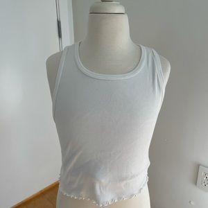 Brandy Melville White Ruffled Tank Top